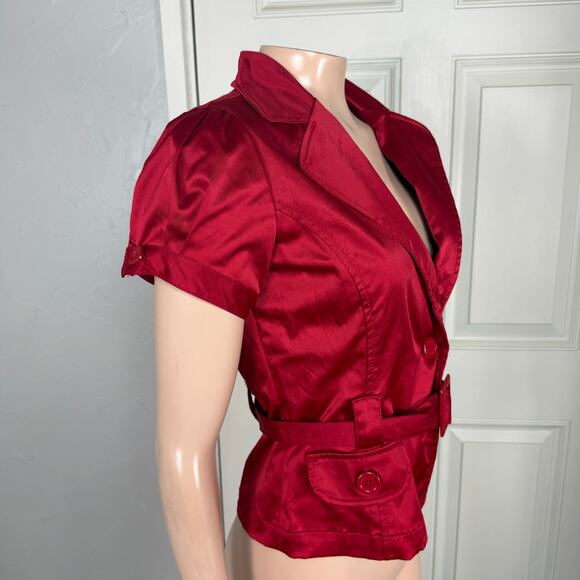 Vintage y2K Ashley International Shirt Top Jacket M Satin Button Coat R3-7 - Picture 4 of 6